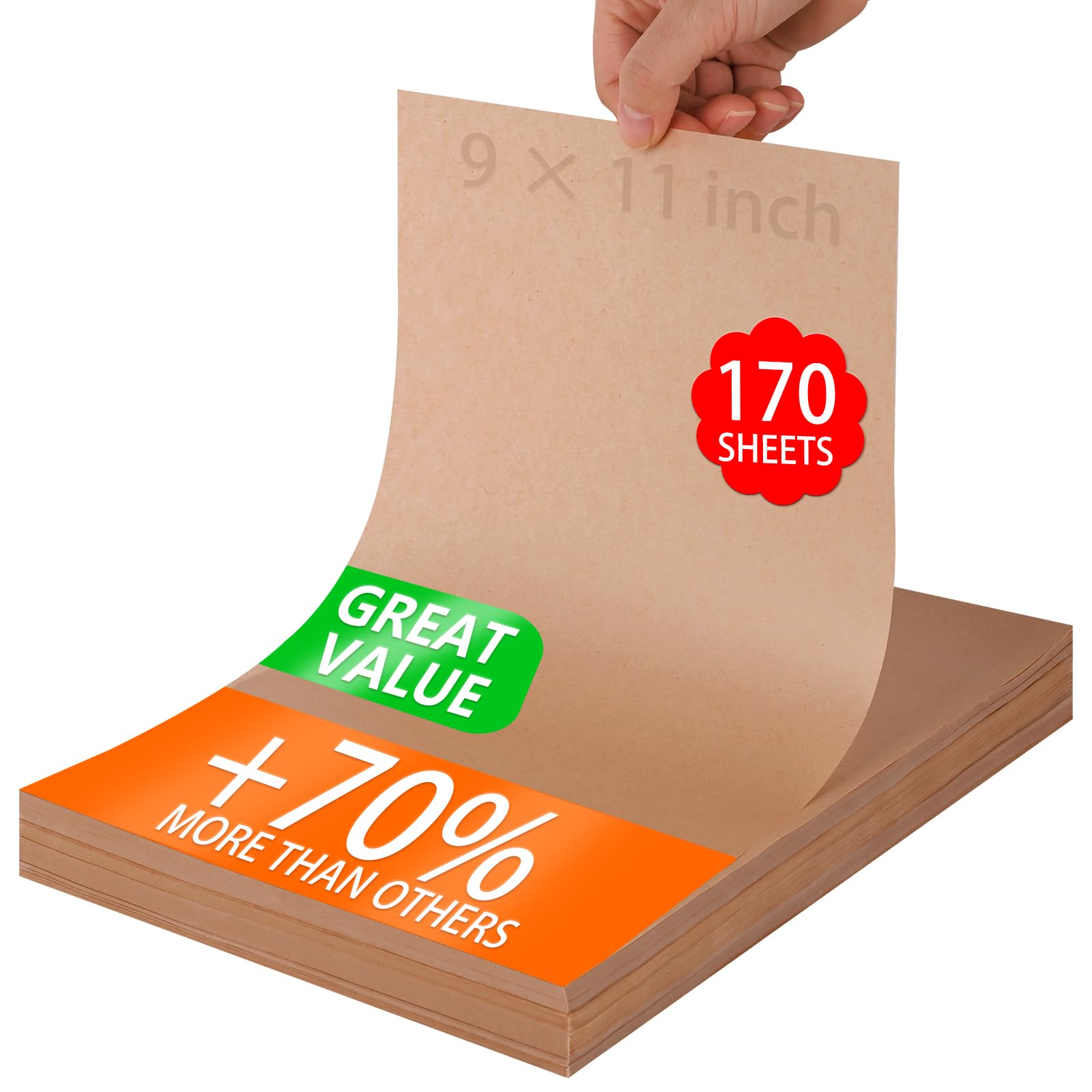 WMKGG 9x11 Inches Parchment Paper Sheets,170 PCS Precut Baking Parchment