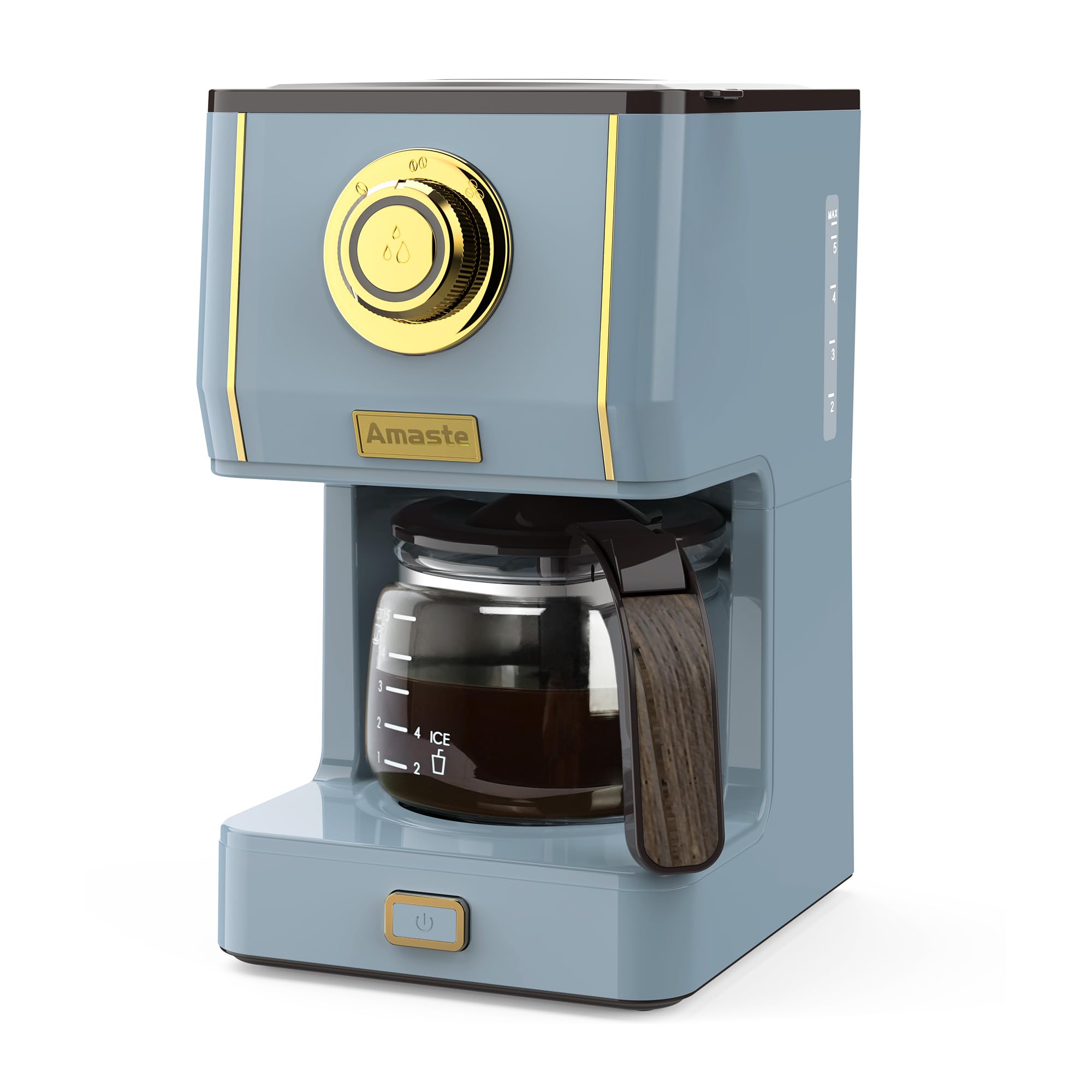 Amaste Coffee Maker, 5 Cup Coffee Pot With Three Brewing Modes, Retro Coffee Maker With Glass Carafe & Reusable Coffee Filter, D