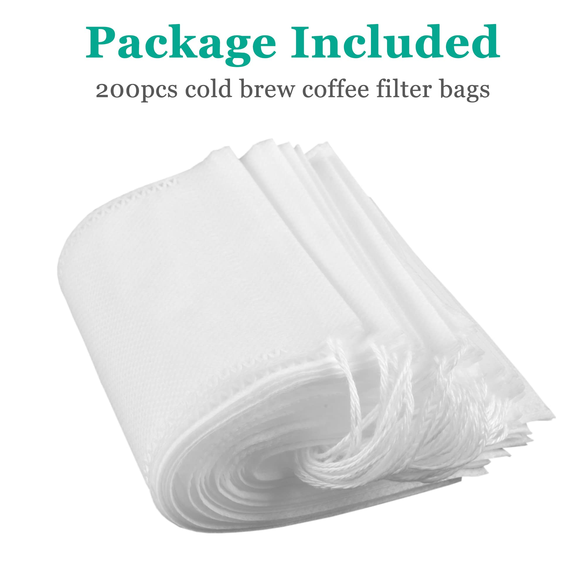 Yzurbu 200pcs Cold Brew Coffee Filter Bags  4?? x 6 ' ' No Mess Disposable Filter Bag with Drawstring for Coffee Grounds & Ice Tea