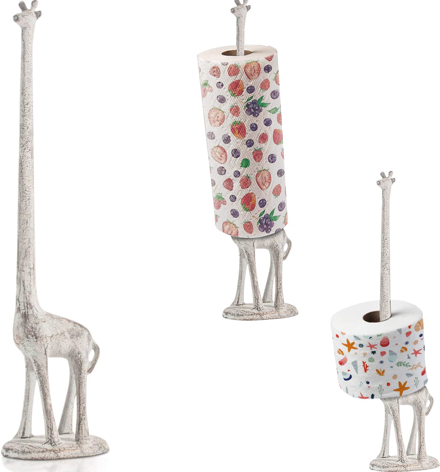 Giraffe Paper Towel Holder for Kitchen or Decorative Toilet Paper Stand for Bathroom - Unique Antique, Vintage, Whimsical Animal