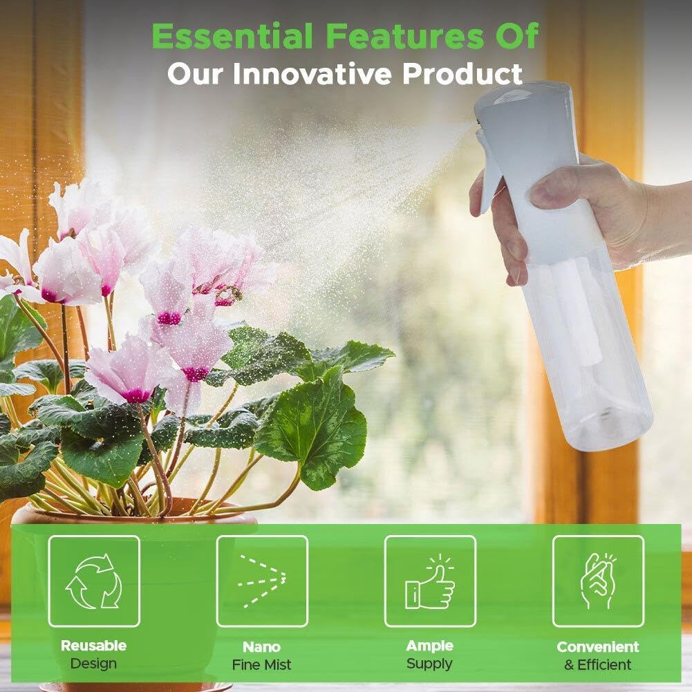 VIGOR PATH Hair Empty Spray Bottle - Continuous Nano Fine Mist Sprayer - Reusable Beauty Bottle - Cleaning  Hairstyling & Plants 5oz/150 ml (Pack of 2)