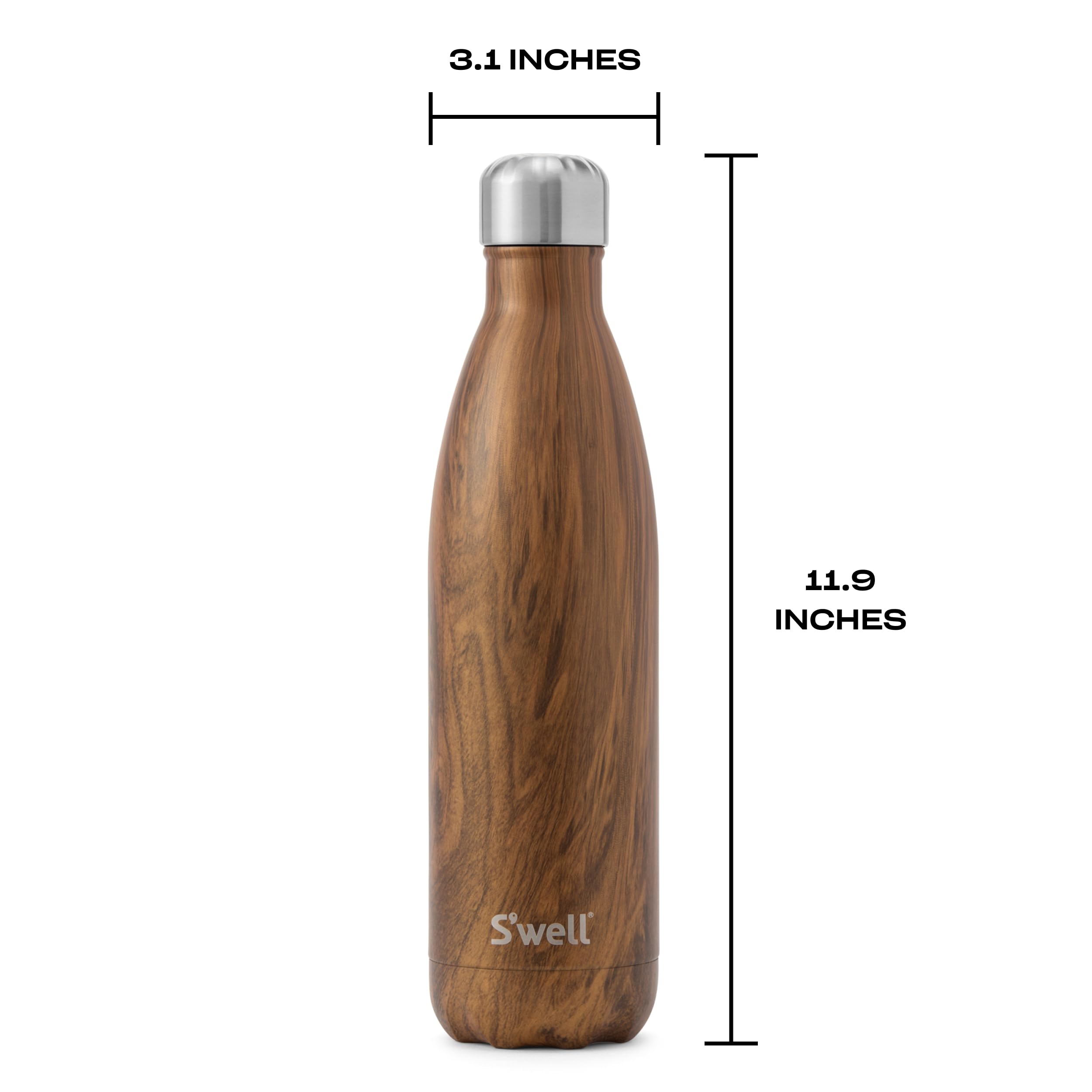 S'well Stainless Steel Water Bottle-25 Teakwood-Triple-Layered Vacuum-Insulated Containers Keeps Drinks Cold for 48 Hours and Hot for 24-BPA-Free-Perfect for the Go  25 fl oz