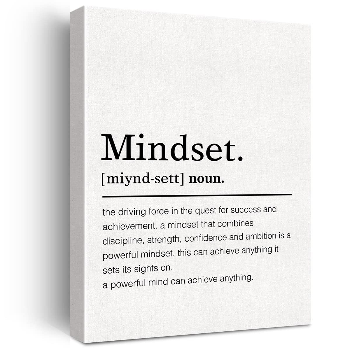 Mindset Definition Canvas Wall Art Motivational Mindset Quote Canvas Print Painting Office Home Wall Decor Framed Gift 12x15 Inc