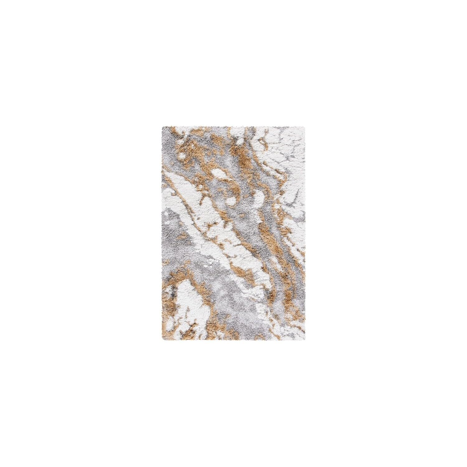 SAFAVIEH Horizon Shag Collection Area Rug - 10 x 14, Grey & Gold, Modern Abstract Design, Non-Shedding & Easy Care, 2.6-inch T