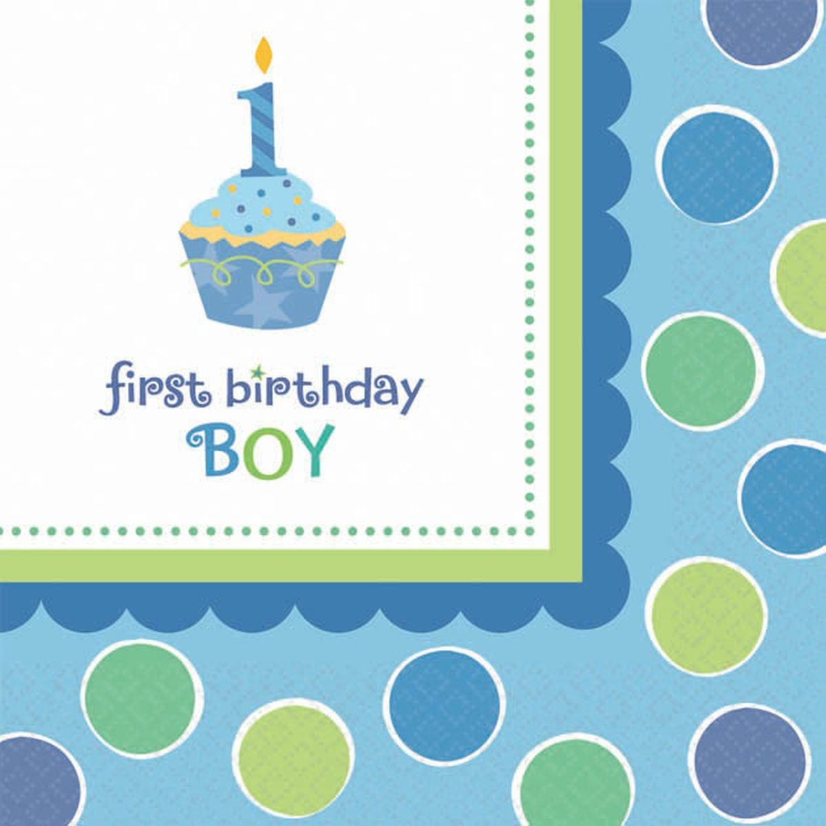 Amscan Sweet Little Cupcake Boy Beverage Napkins - 36 Ct