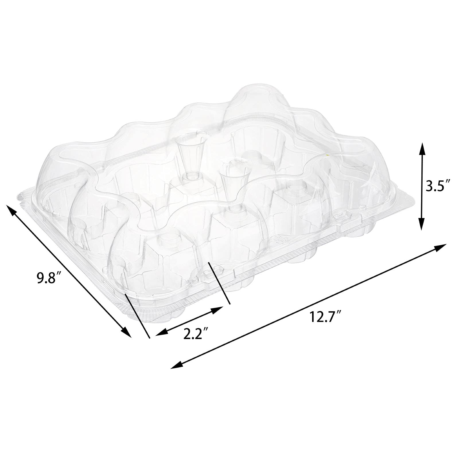 Hedume 12 Pack Cupcake Carrier, 12 Counts Stackable Cupcake Boxes, Clear Cupcake Container With Detachable Lid For Cupcakes, Muf