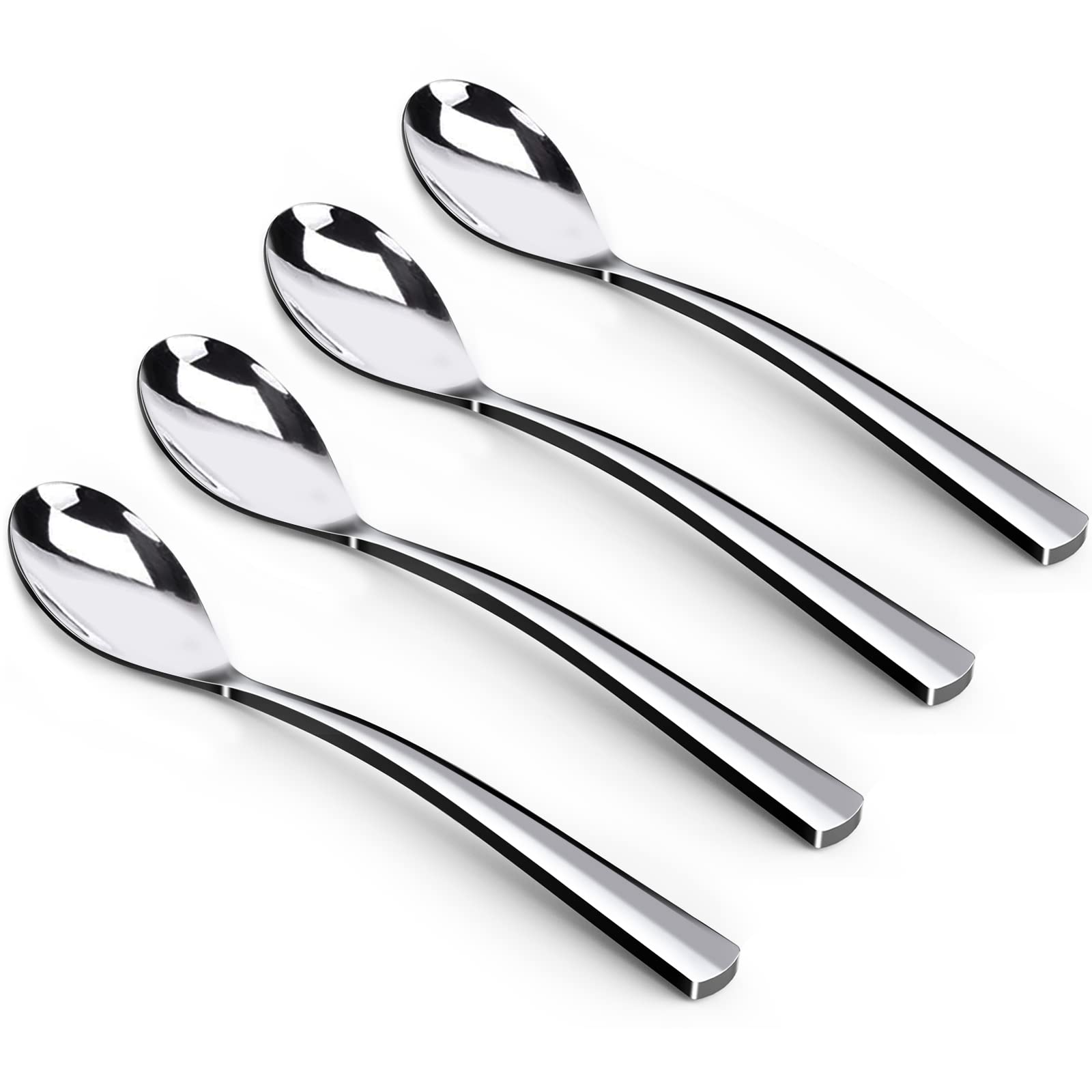 Coffee Spoons,4-Piece Glamfields Teaspoons With A Long Handle, 6.1''Demitasse Espresso Spoons Set Food Grade Stainless Steel Sma