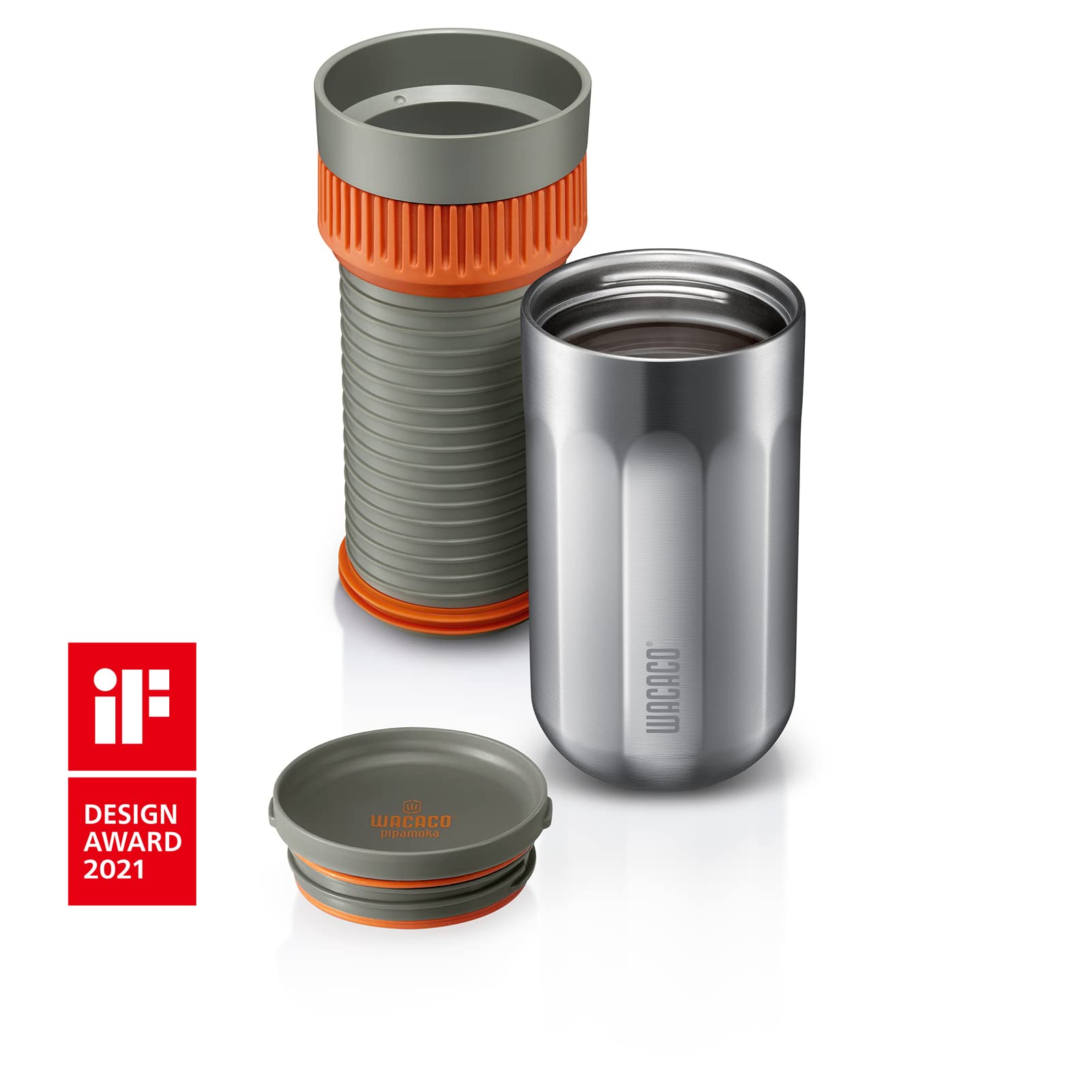 Wacaco Pipamoka Portable Coffee Maker, Coffee Brewer, All-In-One Vacuum Pressured,Insulated Travel Mug, Hand Powered And Filter