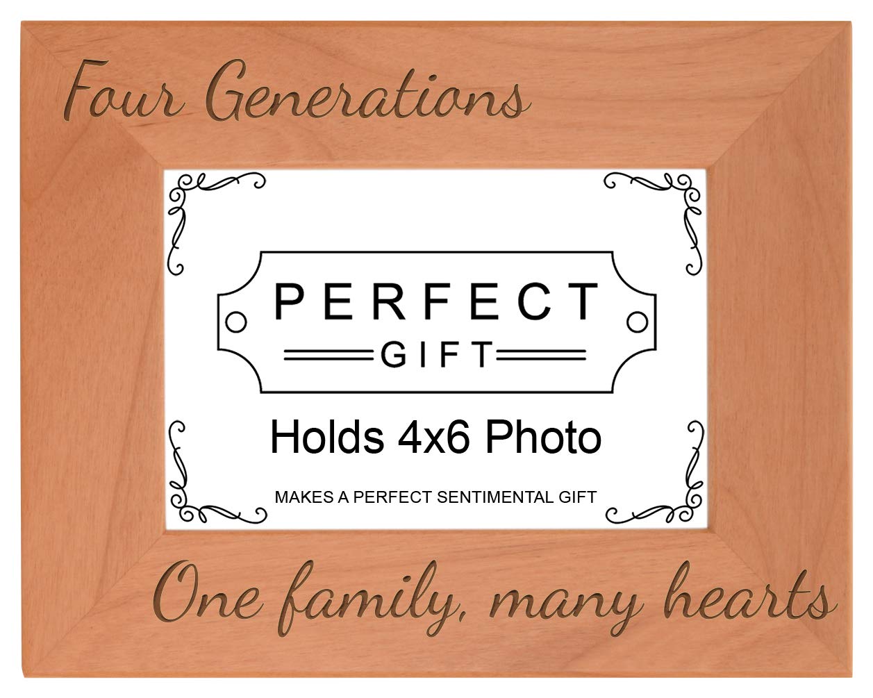 Gifts For All By Rachel Olevia Four Generations One Family Many Hearts Natural Wood Engraved 4x6 Landscape Picture Frame Wood