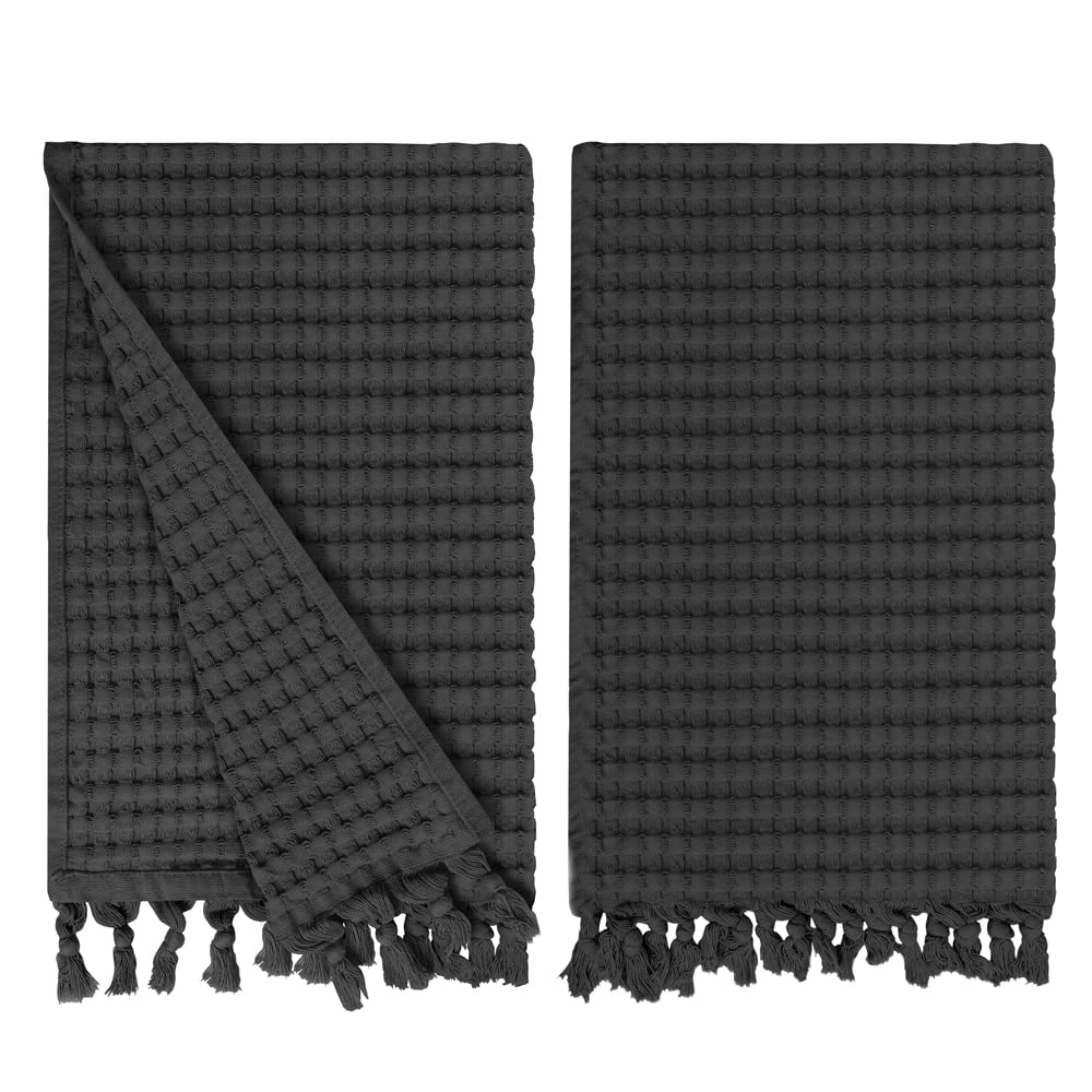 Gilden Tree Decorative Waffle Hand Towels For Bathroom, 20X35 Large, Quick Drying Fingertip Towel, 2 Pack, Modern Style (Faded B