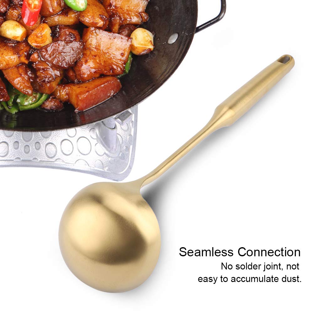 Gold Ladle, Stainless Steel Ladle Spoon, Big Soup Ladle Kitchen Spatula Turner Cooking Tool Serving For Soup Chili Gravy Salad D