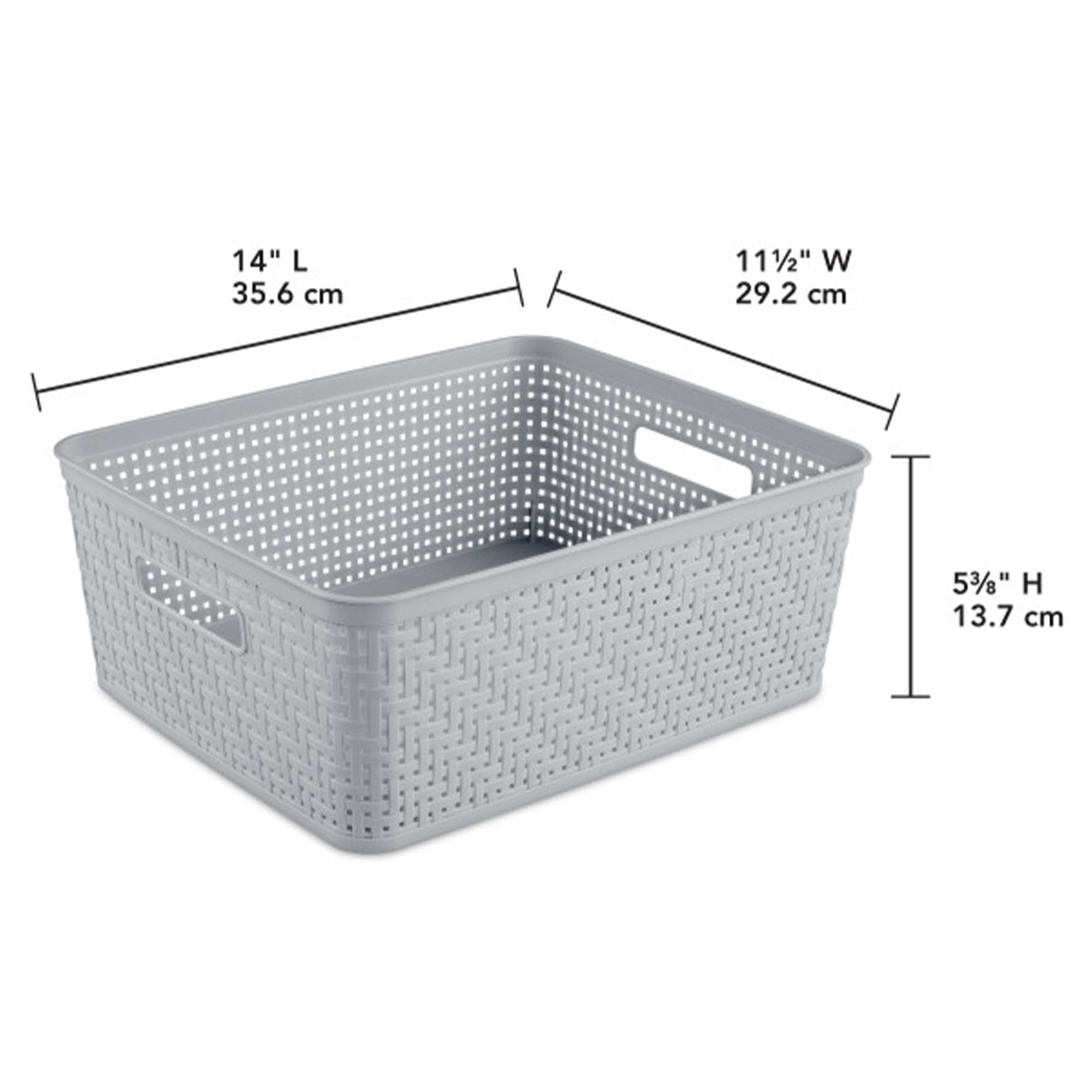 Sterilite 6 Pack Plastic Storage Bin Organization Containers, Short Baskets, Cement