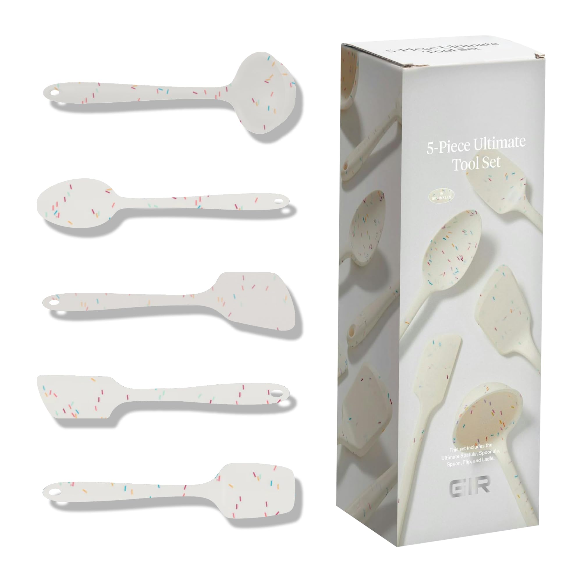 GIR: Get It Right 5 Piece Silicone Kitchen Utensils Set - Ladle, Spatula, Flip, Spoon & Spoonula - Non-Toxic Cooking Utensils fo