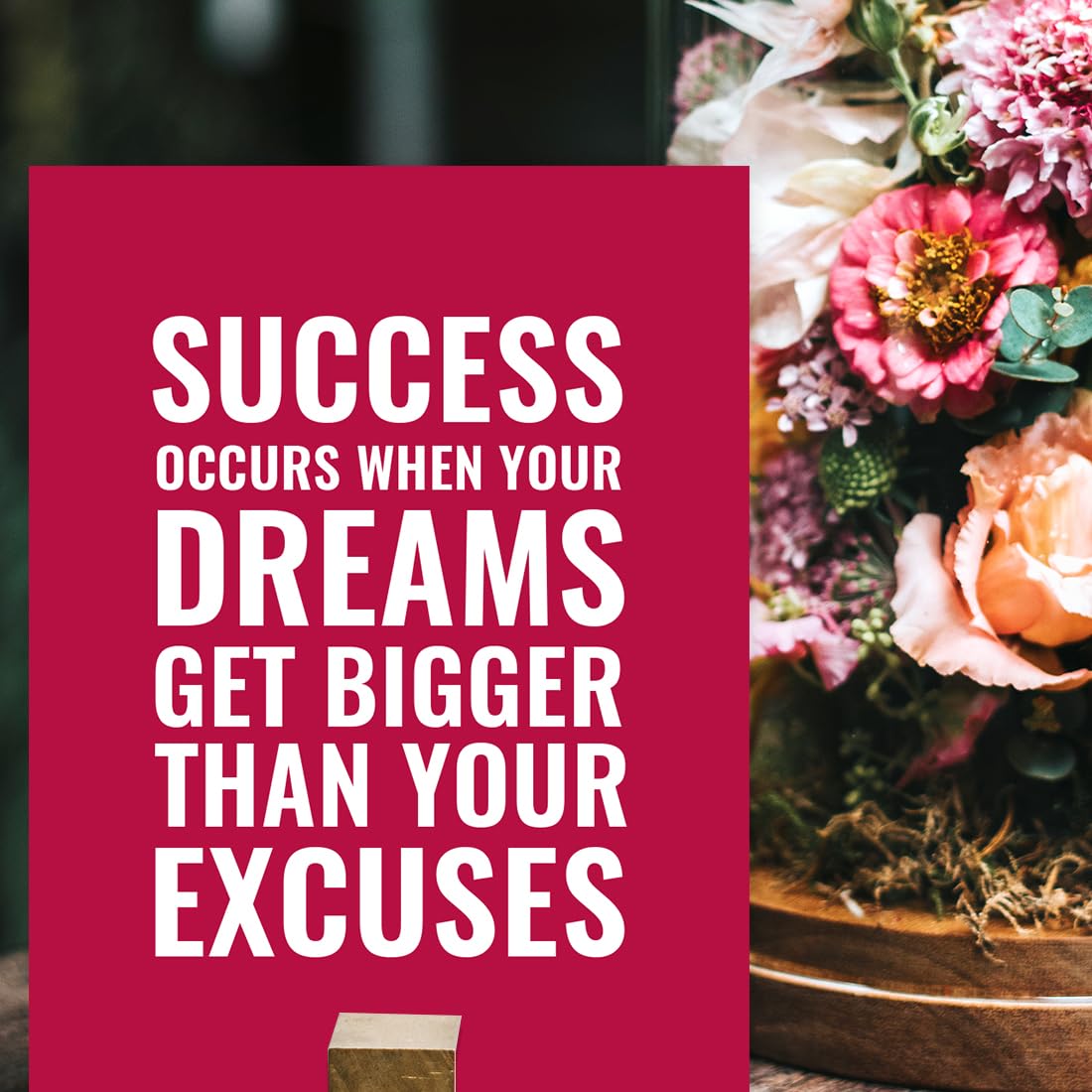 Andaz Press Motivational Wall Art, Success Occurs When Your Dreams Get Bigger Than Your Excuses, 8.5X11-Inch Inspirational Succe