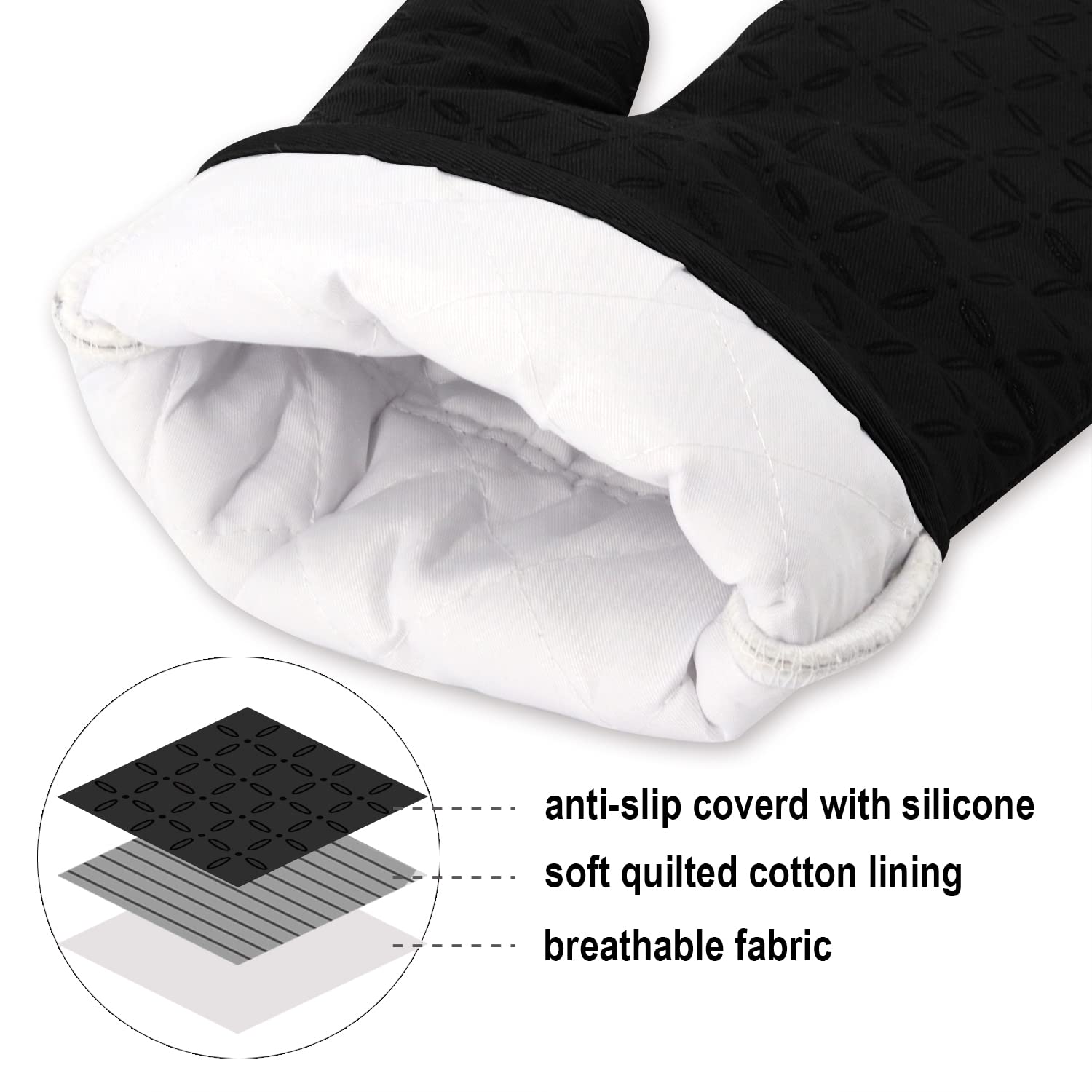 Kegouu Oven Mitts And Pot Holders 6Pcs Set, Kitchen Oven Glove High Heat Resistant 500 Degree Extra Long Oven Mitts And Potholde