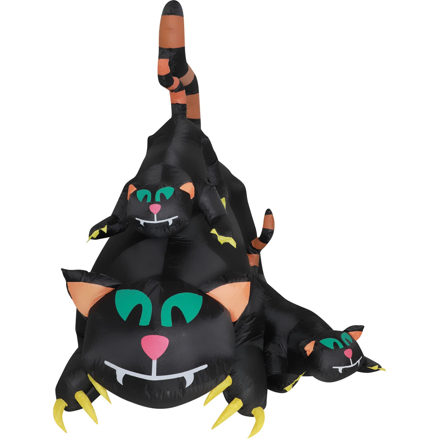 Haunted Hill Farm 5-ft. Black Cat Trio Blow Up with Lights, Outdoor Halloween Inflatable Decoration for Lawn and Yard, Giant Spo