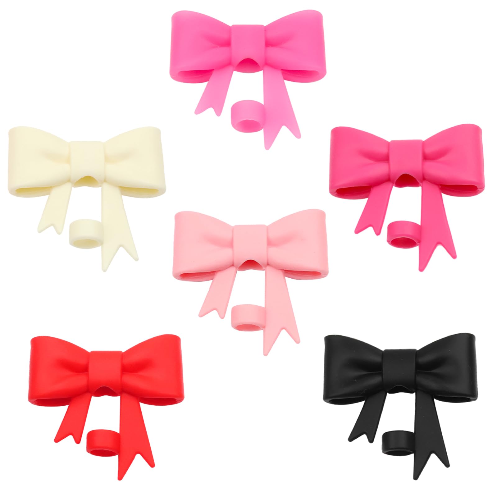 Hpebl 6Pcs Silicone Straw Toppers Covers for Stanley Cups 40/30oz 10mm(0.4in) Dust-Proof Bow Straw Covers Toppers Suitbale for S
