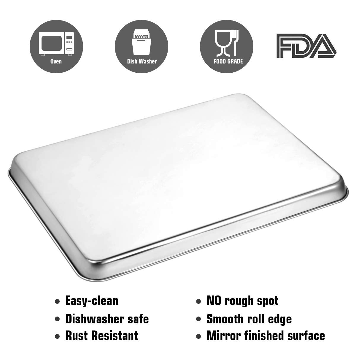Baking Sheet Set Of 2, Wildone Stainless Steel Baking Tray Cookie Pan, Size 20 X 14 X 1 Inch, Non Toxic & Heavy Duty & Easy Clea