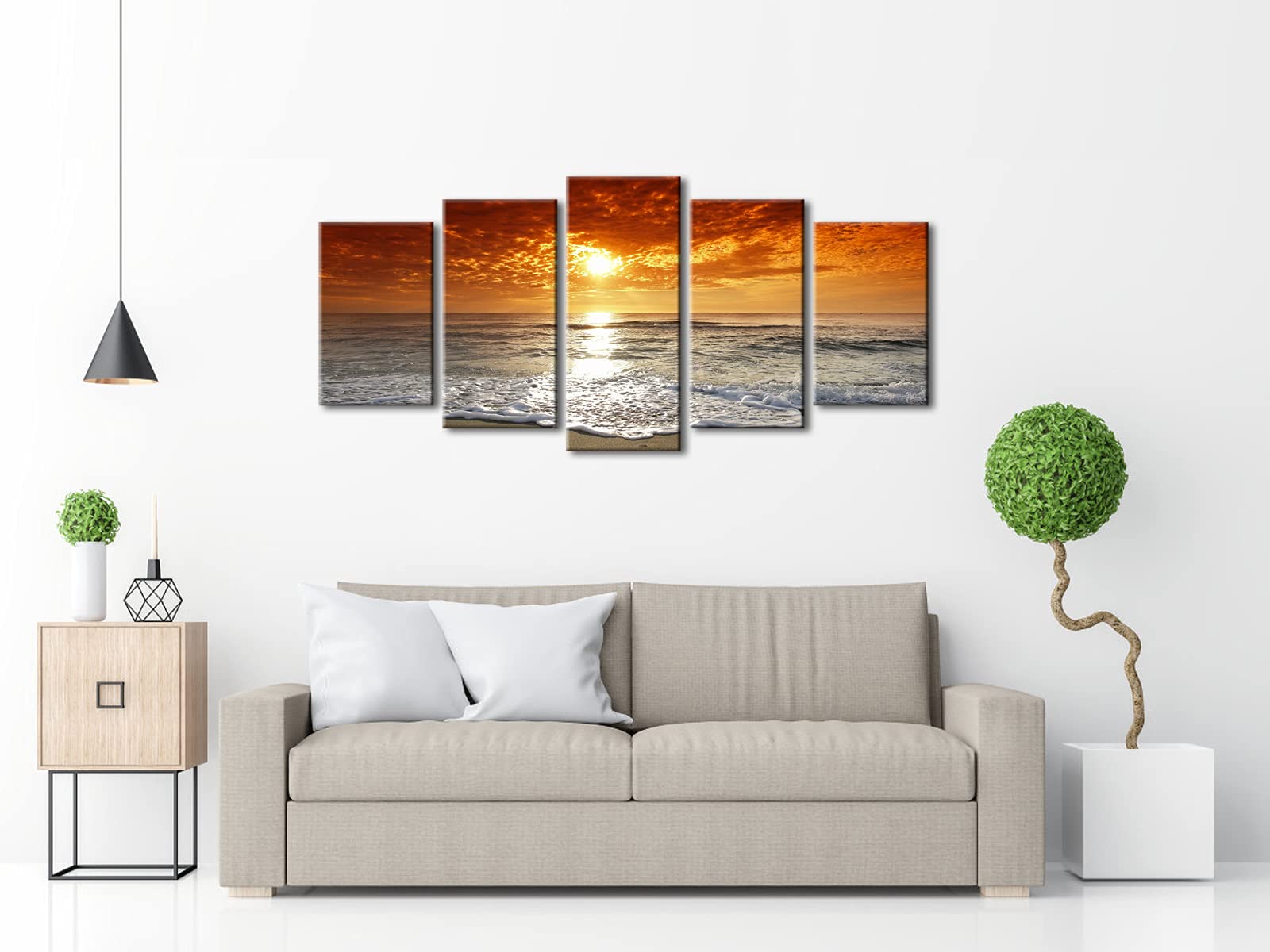 Wieco Art Grand Sight Sunset Ocean Canvas Prints Wall Art Sea Beach Pictures To Photo Paintings Landscape Decor For Living Room