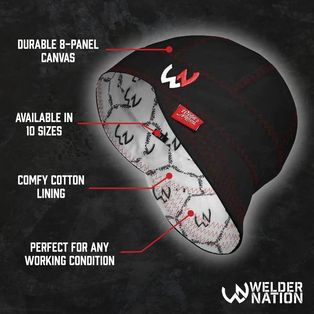Welder Nation 8 Panel Welding Cap, Durable, Soft 10 Oz Cotton Duck Canvas, For Safety And Protection While Welding The Bamf Grey