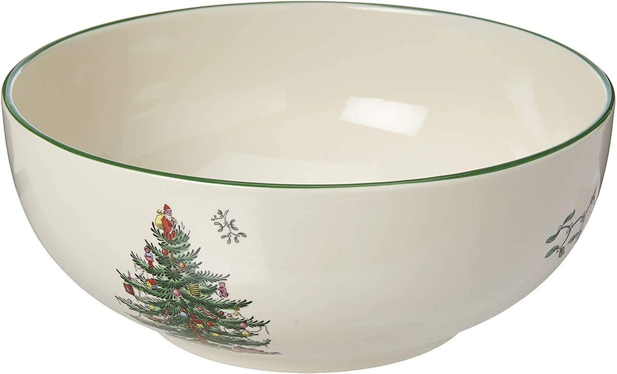 Spode Christmas Tree Medium Round Bowl  8 - Inch Round Bowl For Serving Pasta, Salad, Soup And Side Dishes  Made Of Fine Porcela