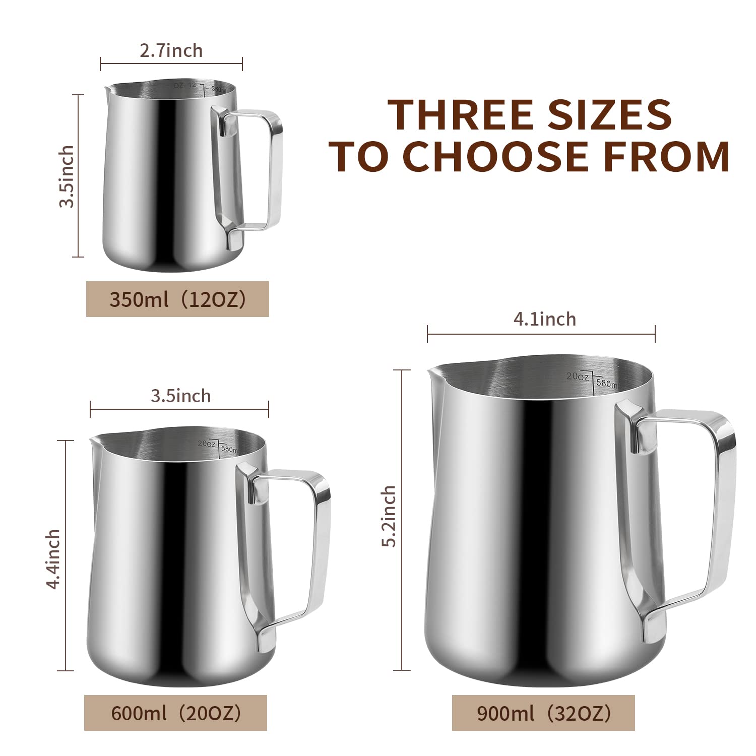 Milk Frothing Pitcher, Stainless Steel Espresso Milk Frothing Pitcher 12Oz/350Ml Coffee Milk Frother Cup With Decorating Art Pen