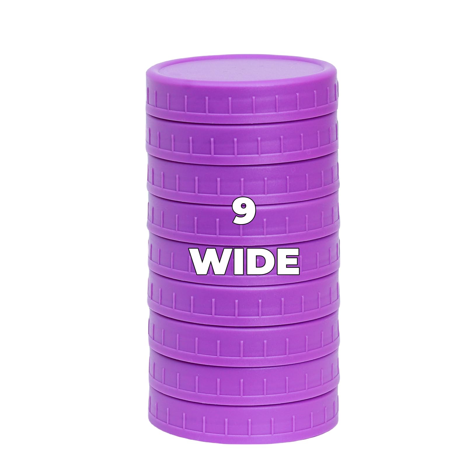 Bedgeta 9 Wide Mouth Mason Jar Lids with Silicone Ring,Thickened Leak-proof Lids Fit Ball,Kerr and More, 9 purple Plastic Lids, 