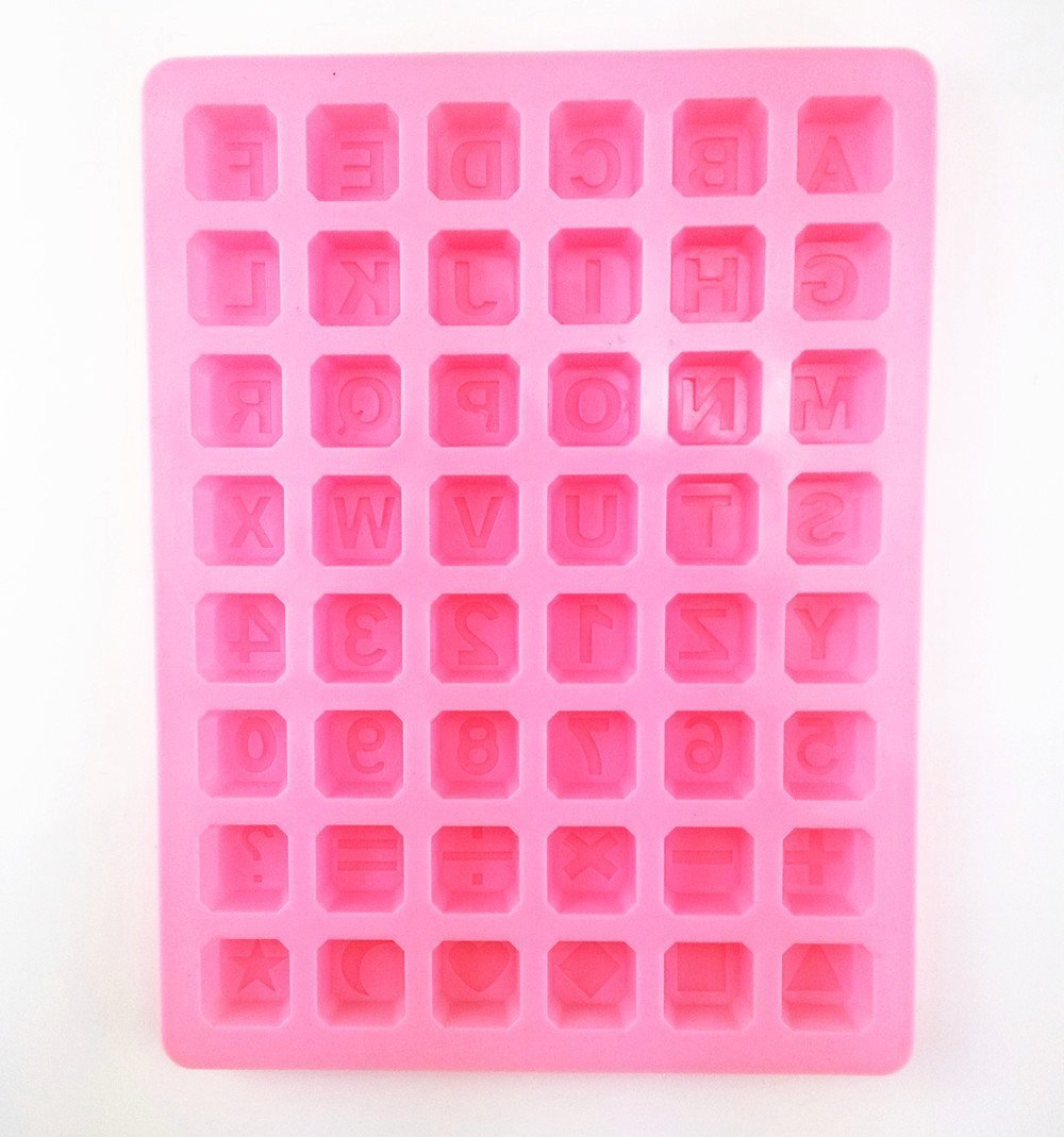 Yueton 48 Cavity Silicone Alphabet Letter Number Math Sign Chocolate Candy Ice Cube Tray Mold Cake Decoration Bakeware Mould Mak