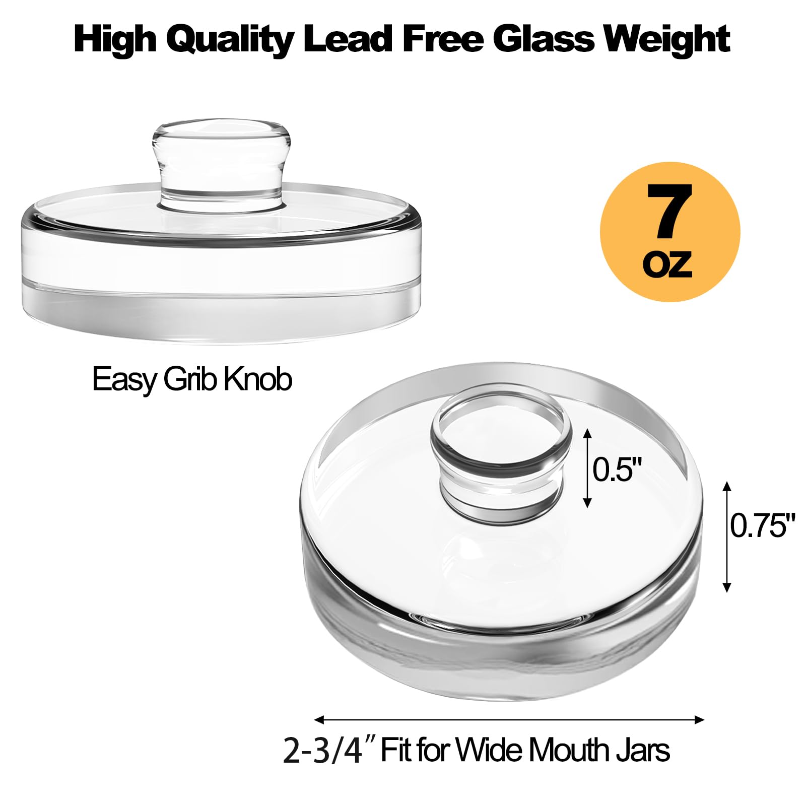 Jucoan 9 Pack Glass Fermentation Weights With Easy Grip Handles, Heavy Glass Fermenting Weights Lids Kit For Wide Mouth Mason Ja