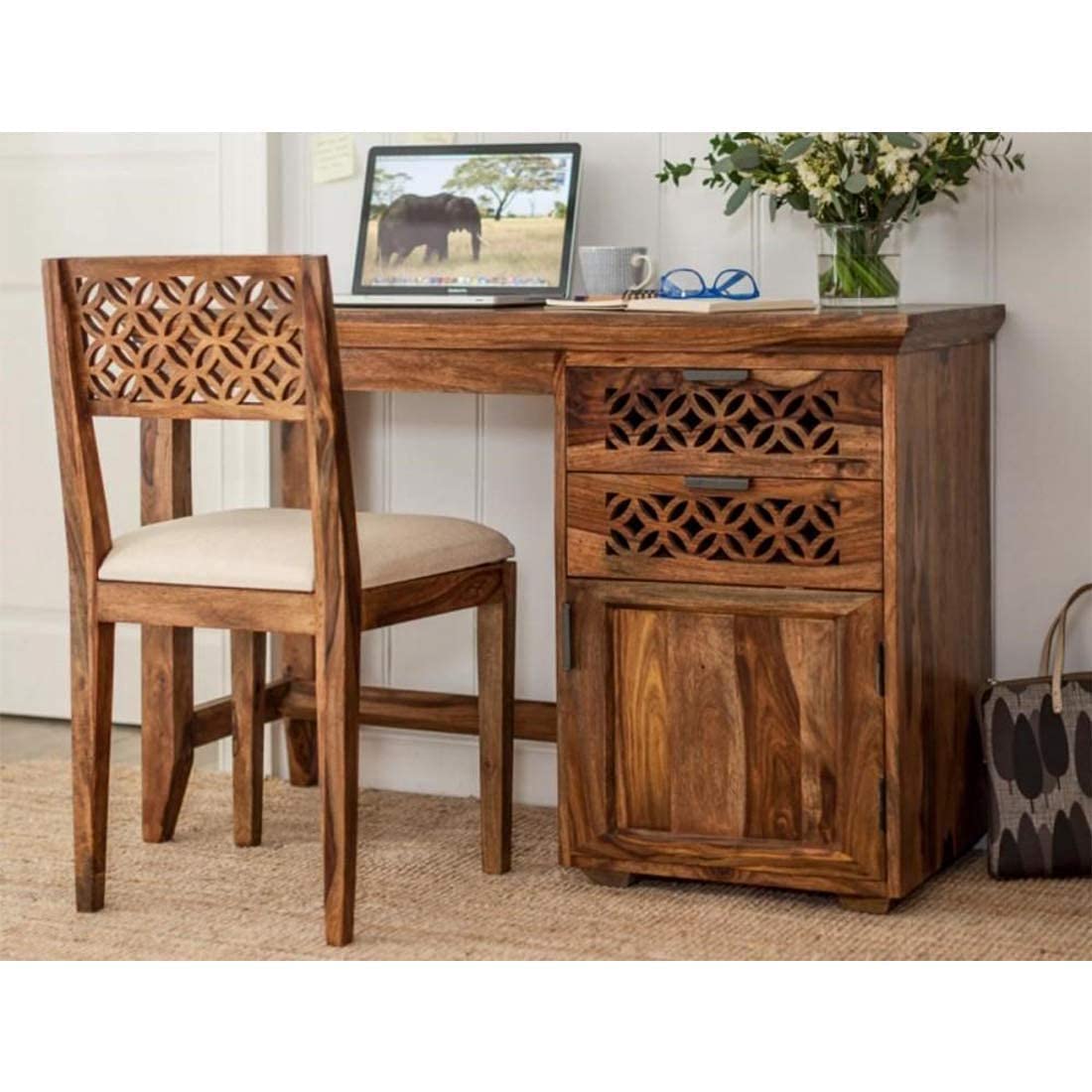 Jangid Handicraft Solid Sheesham Wood Study Table With Chair | Computer Table With Chair For Home | Wooden Writing Desk | Work F