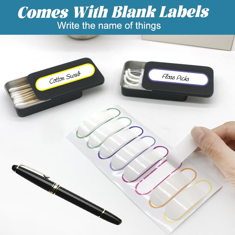 Swirlcolor Cotton Swab Holder For Travel, 4 Pcs Portable Small Cotton Bud Holder Empty Metal Box Containers With Slide Top For C