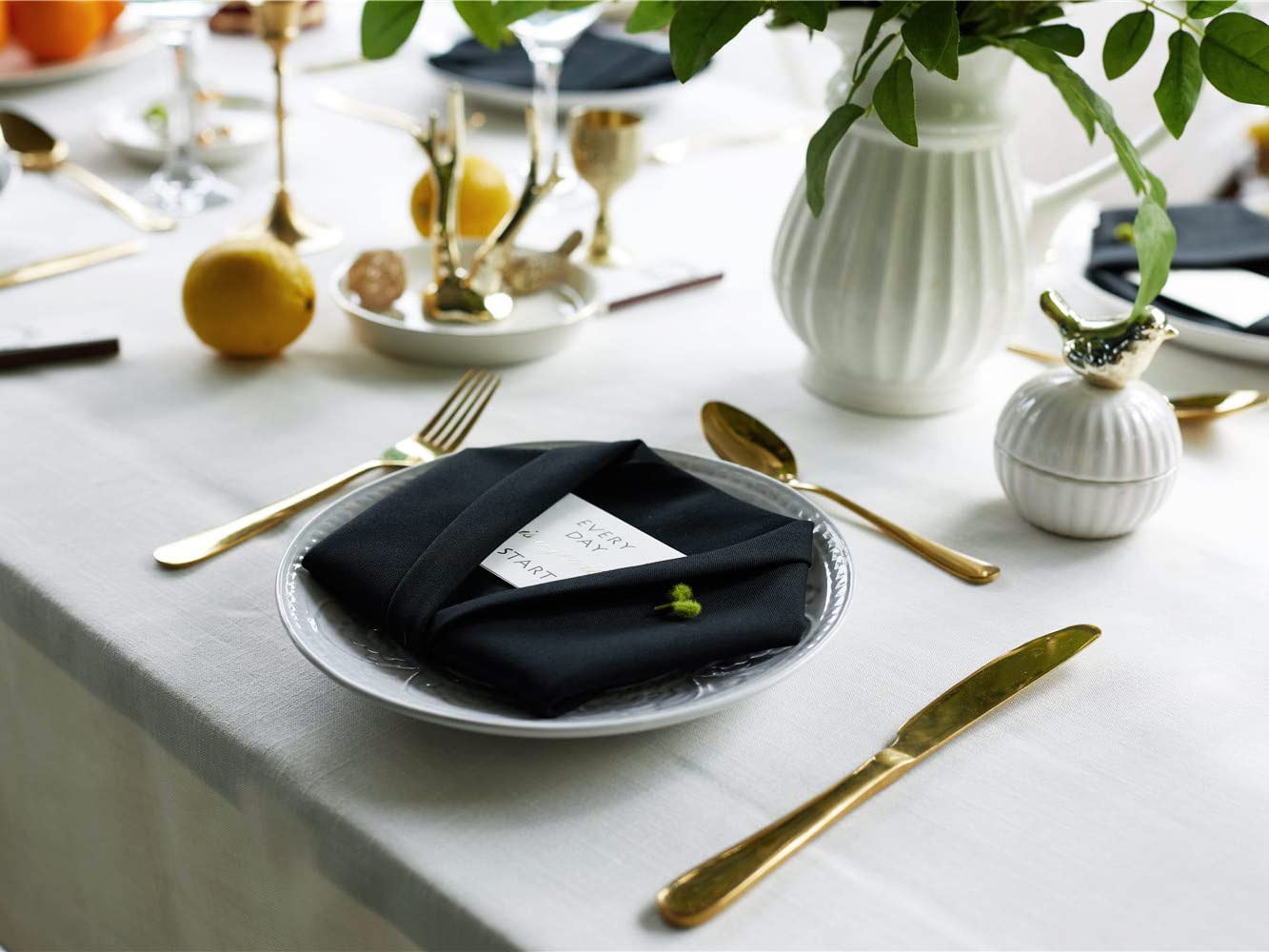 Jet Black Cloth Napkins 100% Cotton Set Of 12, Black Kitchen Napkins For Dinner, Soft Comfortable And Reusable 18''X18'' Koffota