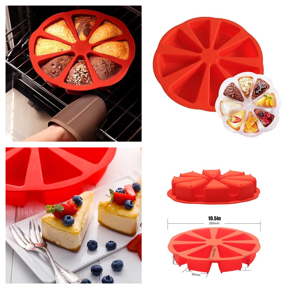 Xiyuan 2 Pcs Silicone Baking Molds Large 8 Cavity Silicone Scone Pan/Cakes Slices Mold/Triangle Cavity Cake Pan Pizza Slices Pan