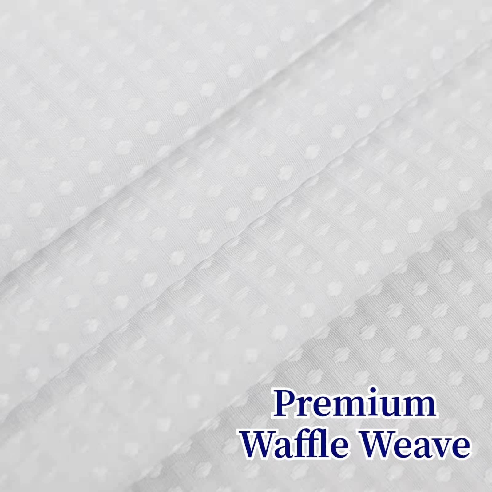 CYPL No Hooks Required Waffle Weave Shower Curtain with Snap in Liner-Hotel Grade Waterproof & Mesh Top Window Spa Like Bath Curtain Machine Washable Heavy Duty 71Wx74L (White)