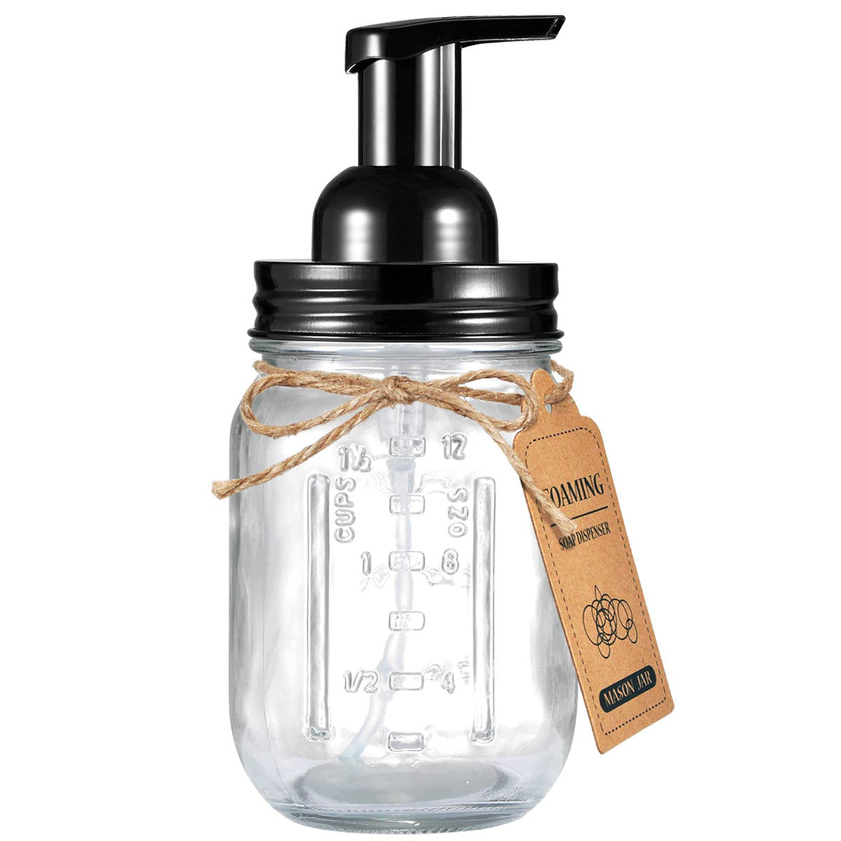 Sheechung Mason Jar Foaming Soap Dispenser-Rustproof Stainless Steel Mason Jar Lid&Foaming Soap Pump,Best Hand Liquid Foam Soap