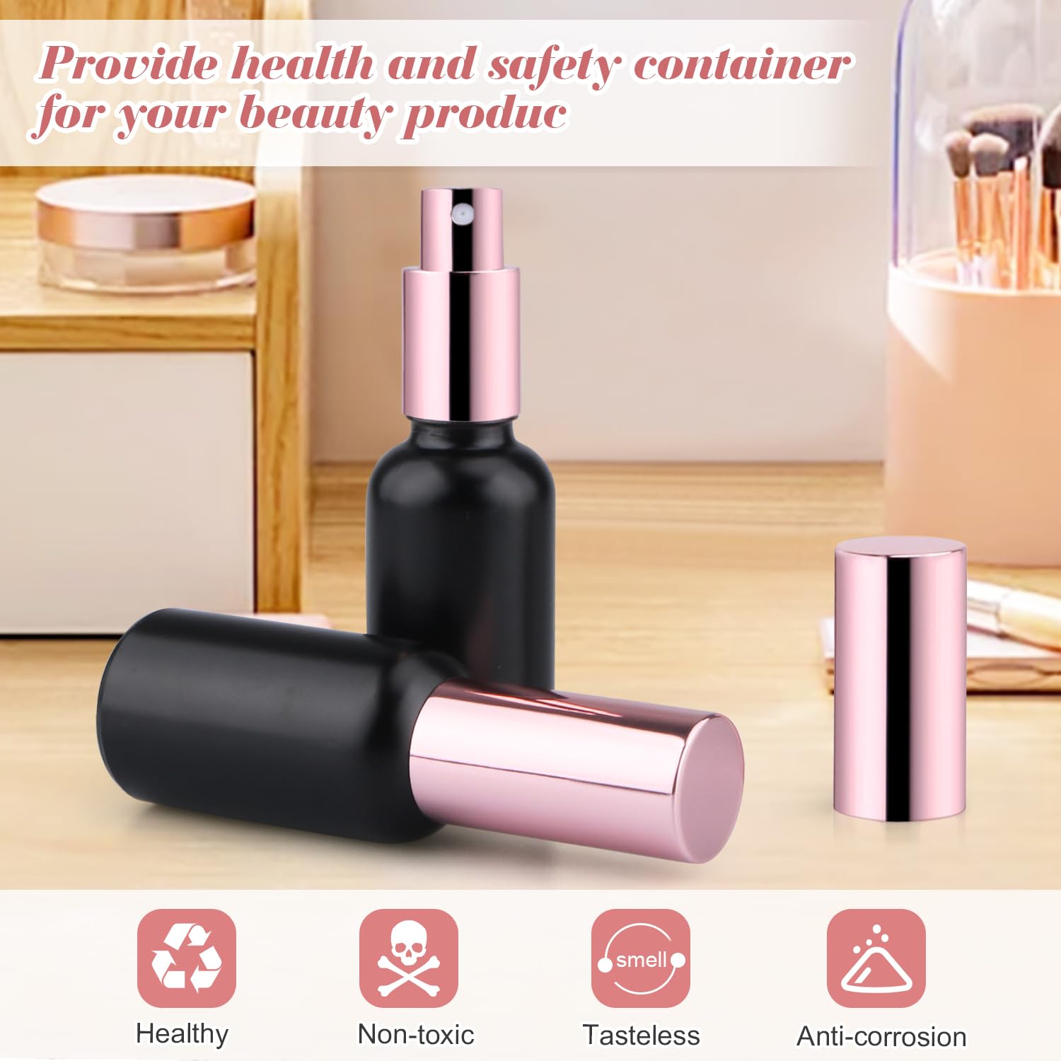 Dmuuudm 6 Pack 1 Oz Black Frosted Glass Spray Bottles,Empty Perfume Fine Mist Atomizer,Essential Oils,Body Sprays-Funnel&Pipette