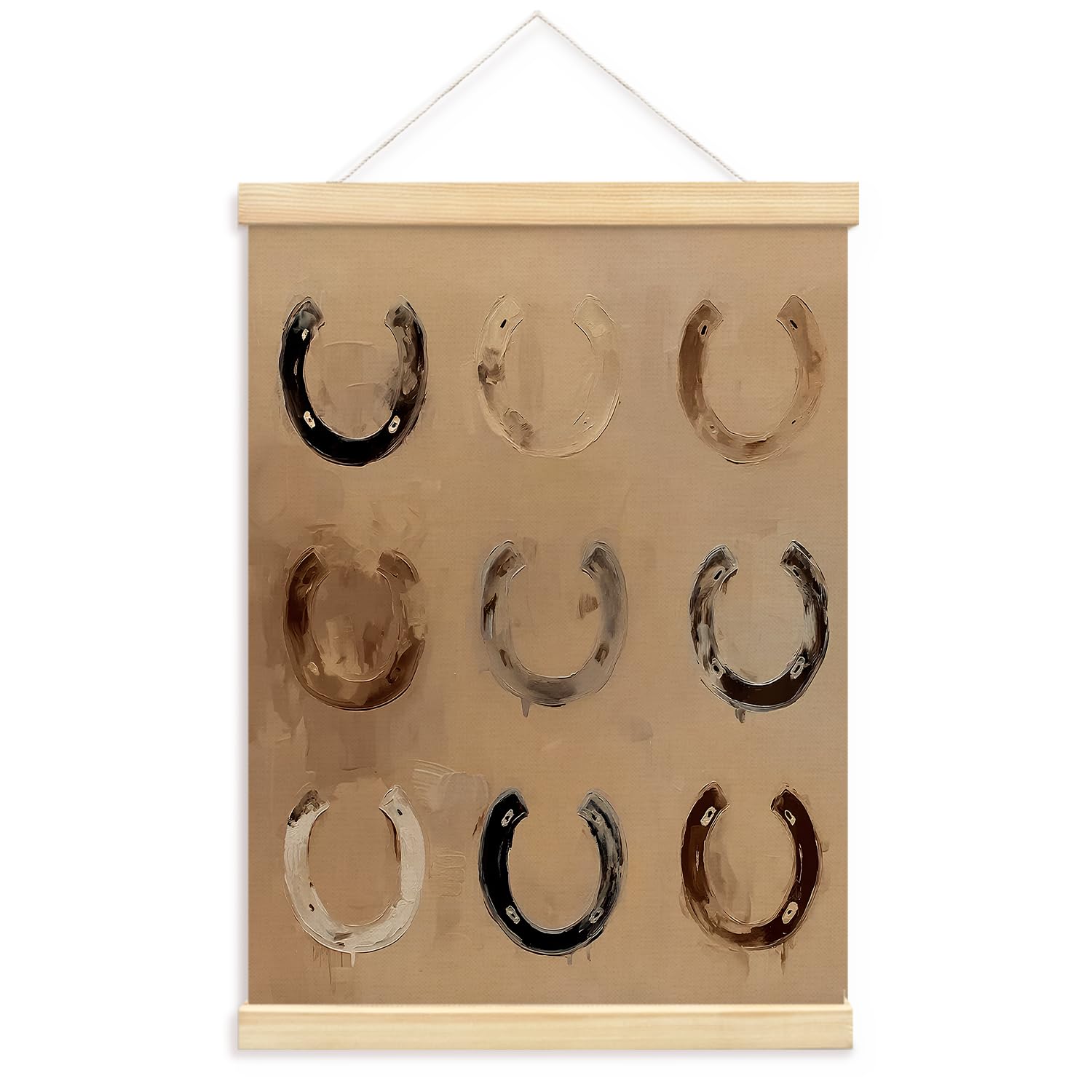 Yzsla Neutral Western Wall Art Decor,Southwestern Horseshoes Print, Modern Country Horseshoes Art Hanging Canvas Prints Wall Dec