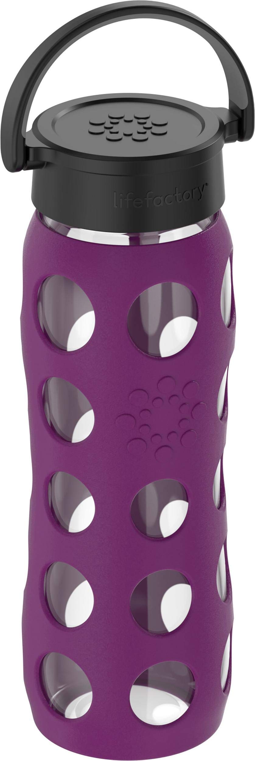 Lifefactory 22-Ounce BPA-Free Glass Water Bottle with Classic Cap and Protective Silicone Sleeve  Plum