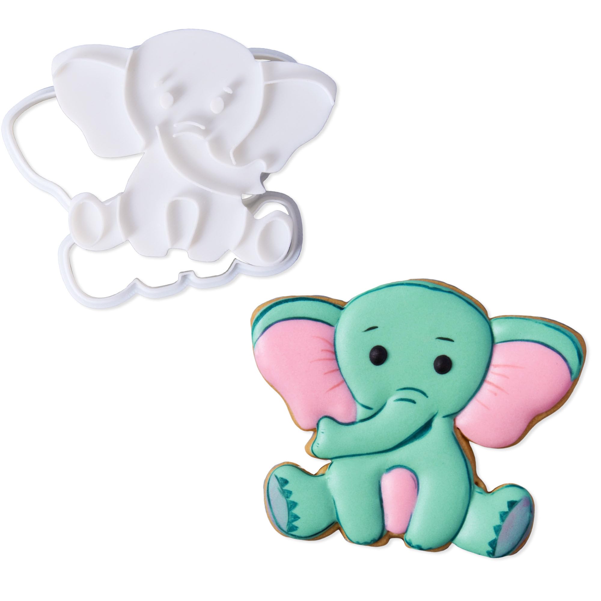 Mostop 3D Cookie Cutter With Elephant Stampers Baby Shower Cake Mold Fondant Decorating Tools Diy Mold For Sugar Craft Baking Mo