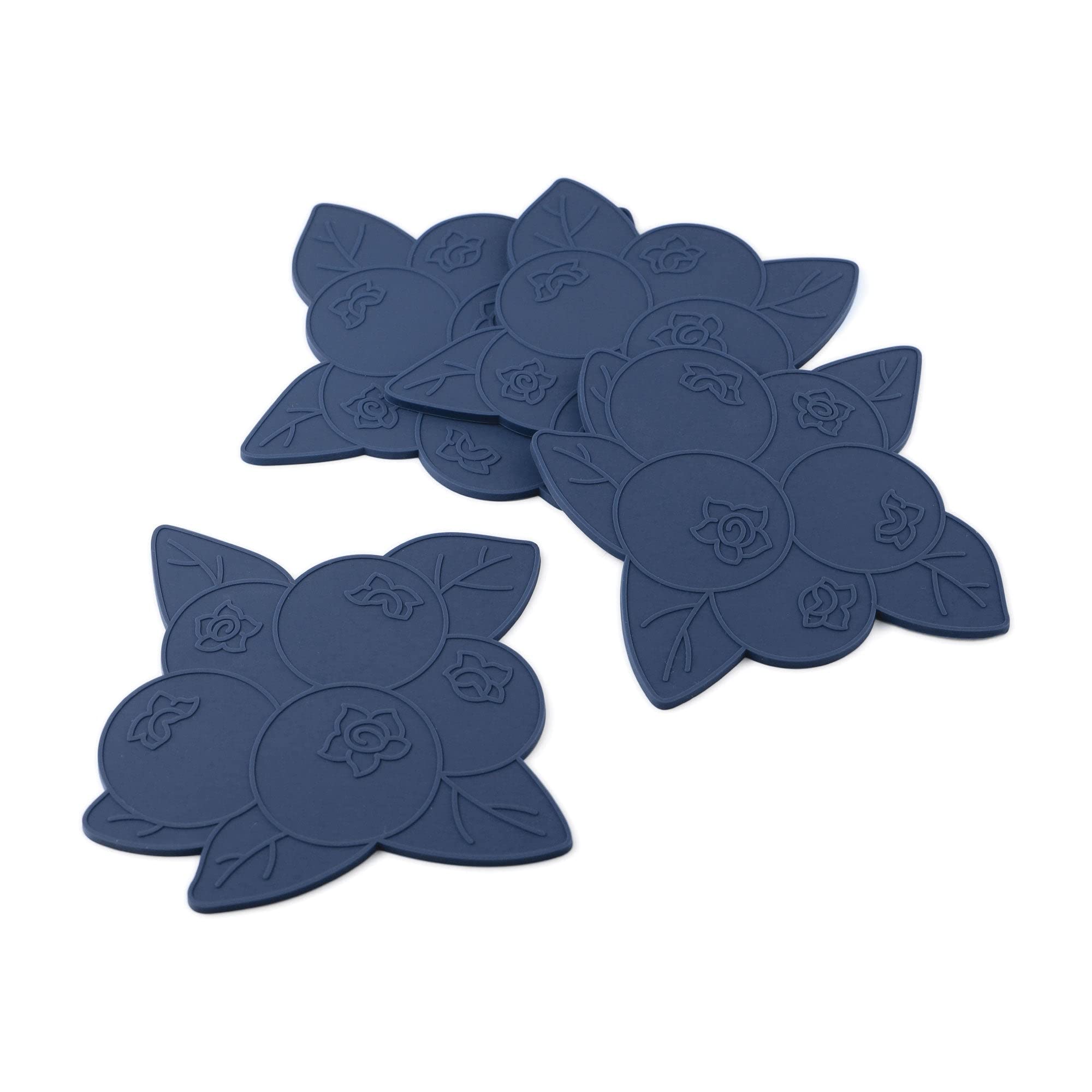 Upware Silicone Coasters For Drinks Set Of 4 Non Slip Anti Stain Heat Resistant Durable Reusable Silicone Drink Coasters (Bluebe