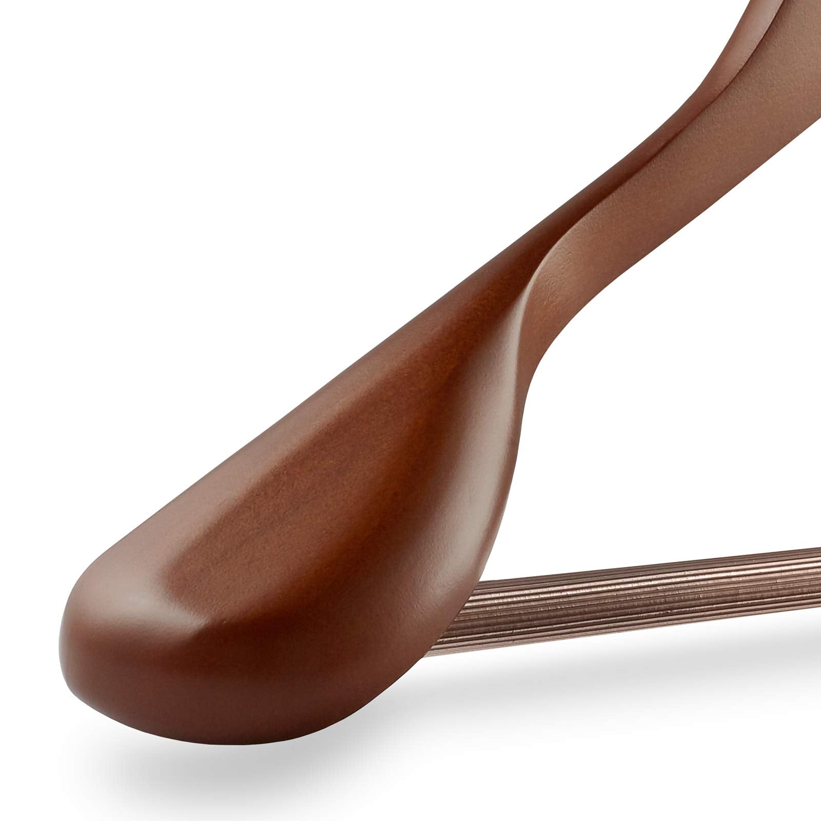 Casafield - 6 Walnut Wide Shoulder Wooden Suit Hangers - Premium Lotus Wood, Non-Slip Pant Bar & Chrome Swivel Hook For Dress Cl