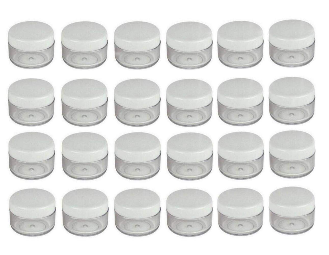 24 Pcs 15Ml 0.5Oz Round Shaped Refillable Clear Container With White Plastic Screw Cap Lid For Makeup Water Lotion Cream Nail Po