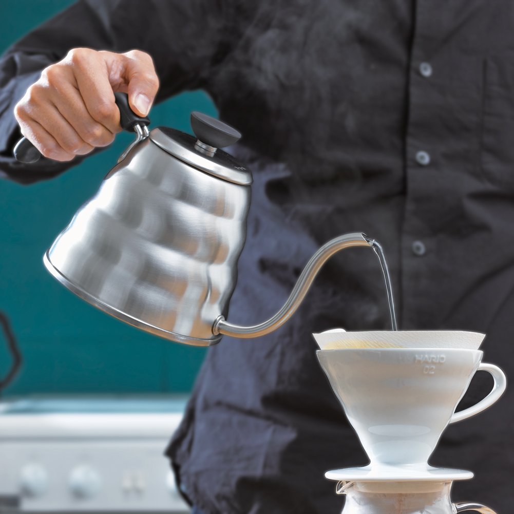 Hario V60 ''Buono'' Drip Kettle Stovetop Gooseneck Coffee Kettle 1.0L, Stainless Steel, Silver