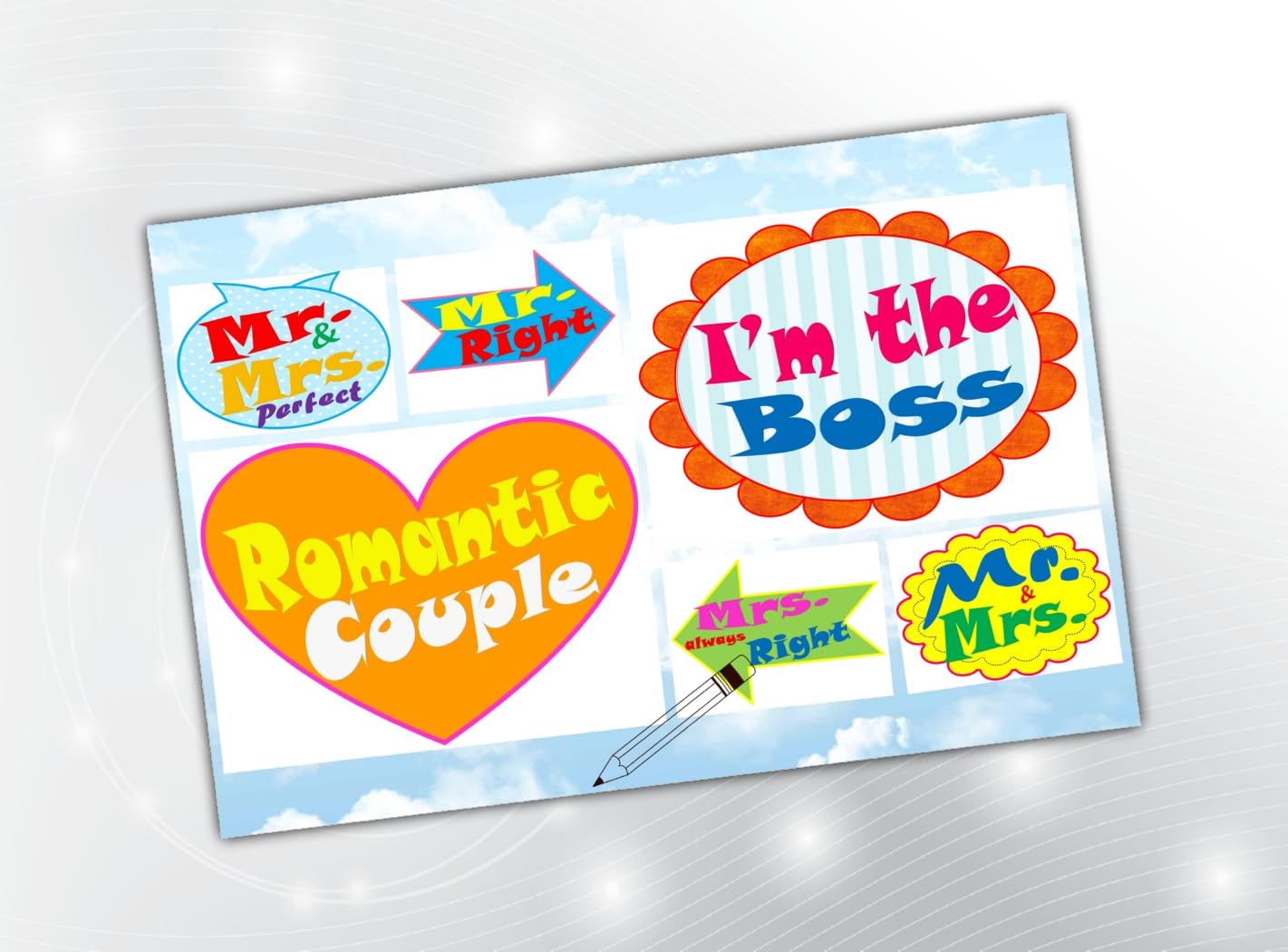 PartyStuff Couple Theme Props  Couple Rectangle Speech Bubbles 1 (6 Cards)