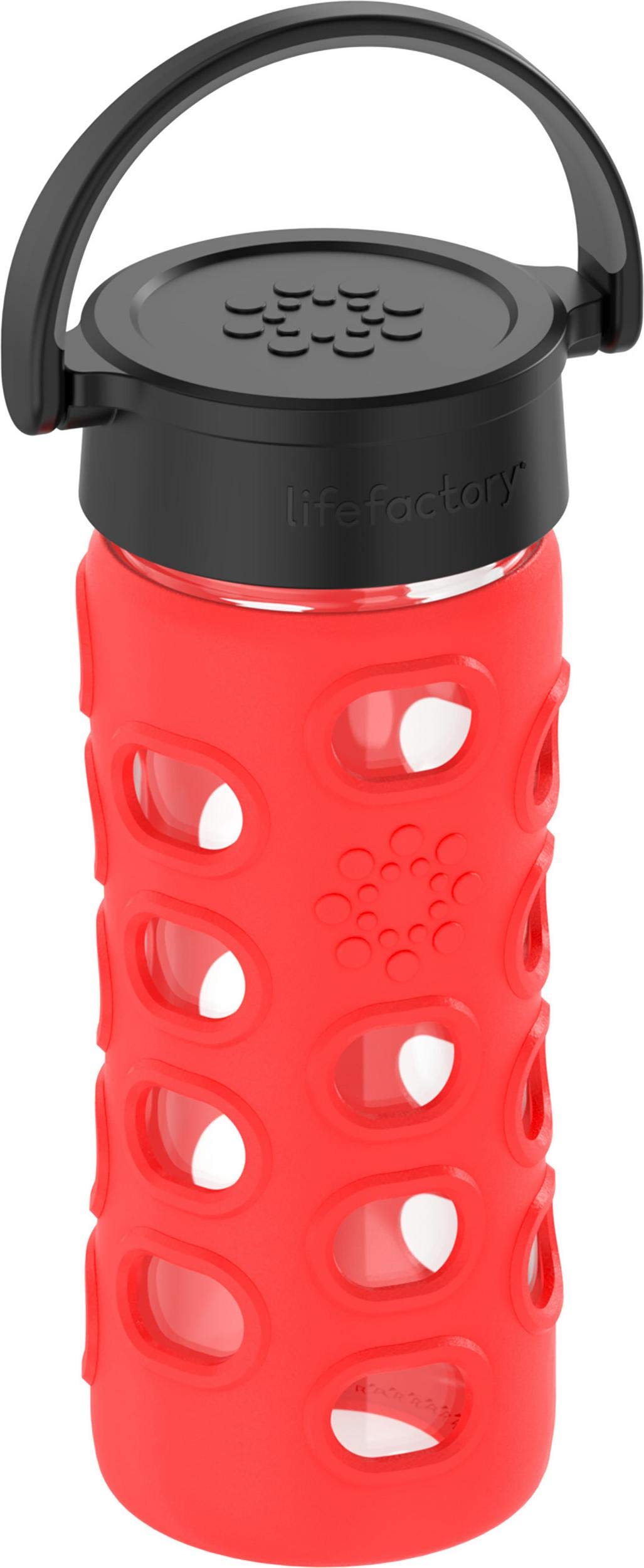 Lifefactory 12-Ounce Bpa-Free Glass Water Bottle With Classic Cap And Protective Silicone Sleeve, Apple Red