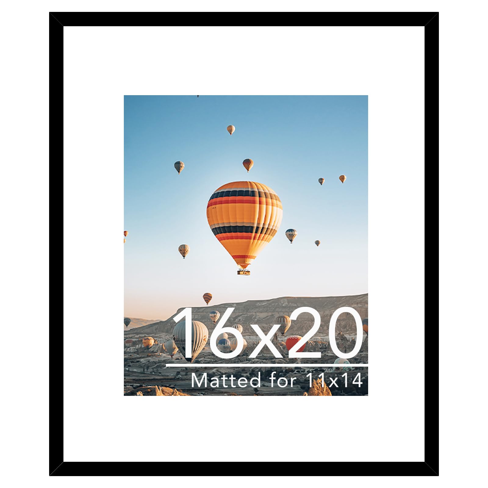 JCJMY 16x20 Picture Frame with 11x14 Mat, Display Photo 11x14 with Mat or 16 x 20 Without Mat, Wall Hanging Large 16 by 20 Poste