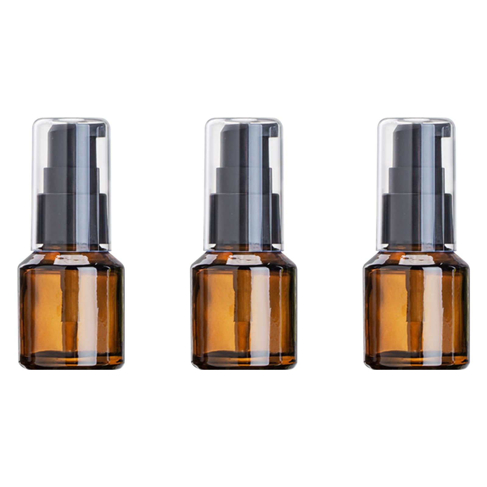 3PCS Refillable Amber Glass Travel Bottles Set LeakProof Pump Dispenser Empty Mini Portable Containers for Lotion Cream Foundat