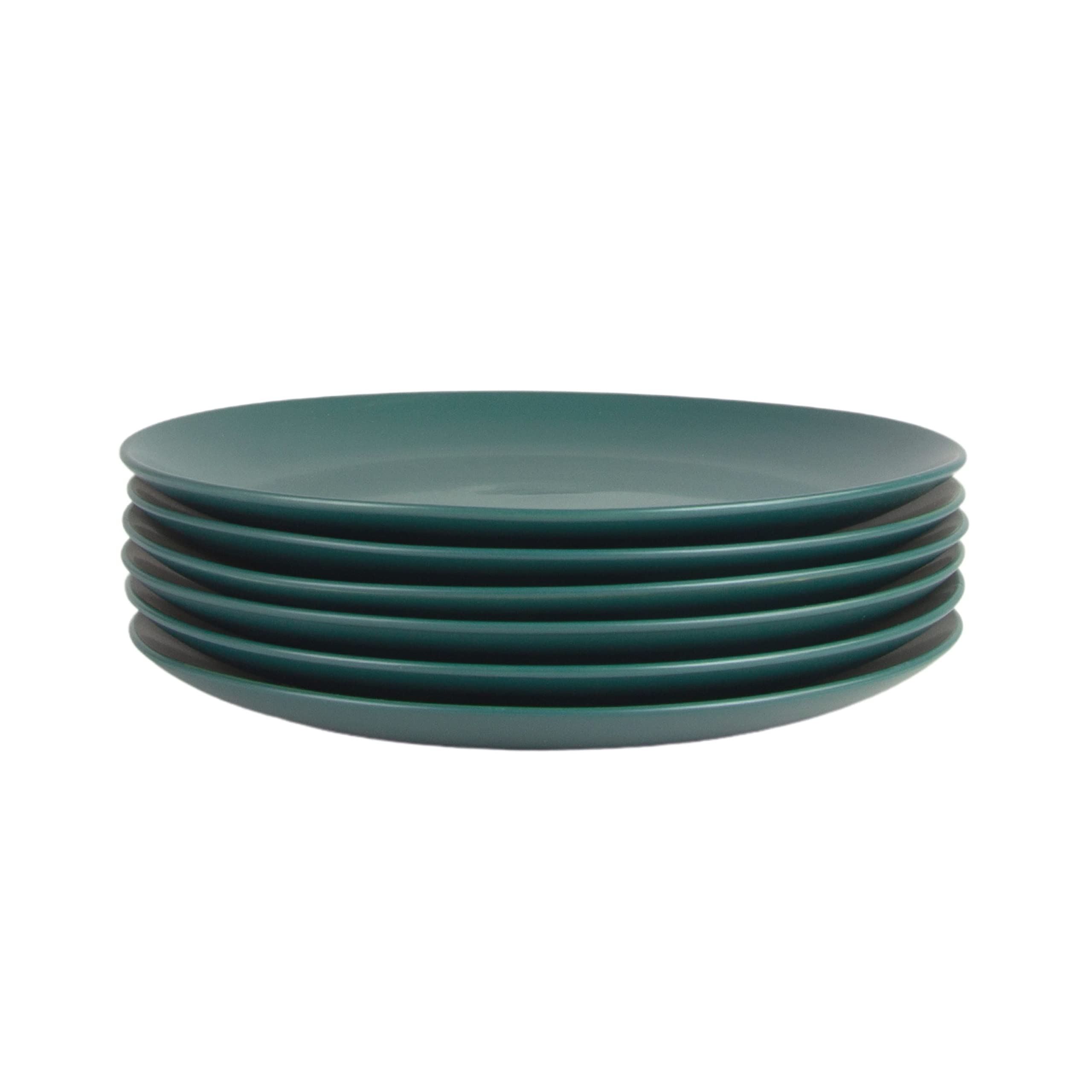 10 Strawberry Street Wazee Matte 105 coupe Dinner Plate, Set of 6, Emerald green
