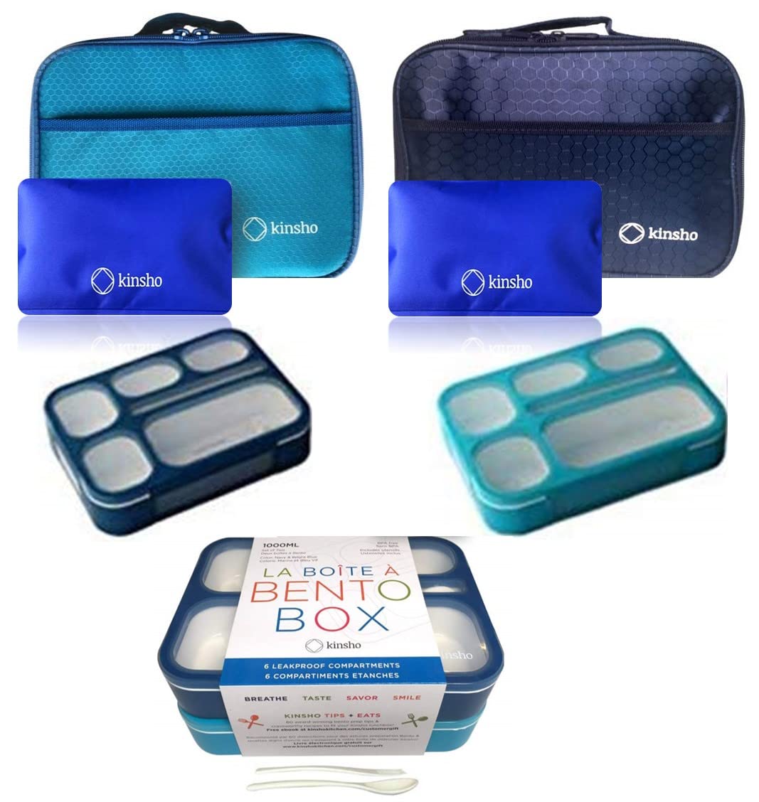 Bento-Box With Bag And Ice Pack Set. Lunch Boxes Snack Containers Kids Boys Girls Adults. 6 Compartments, Leakproof Portion Boxe