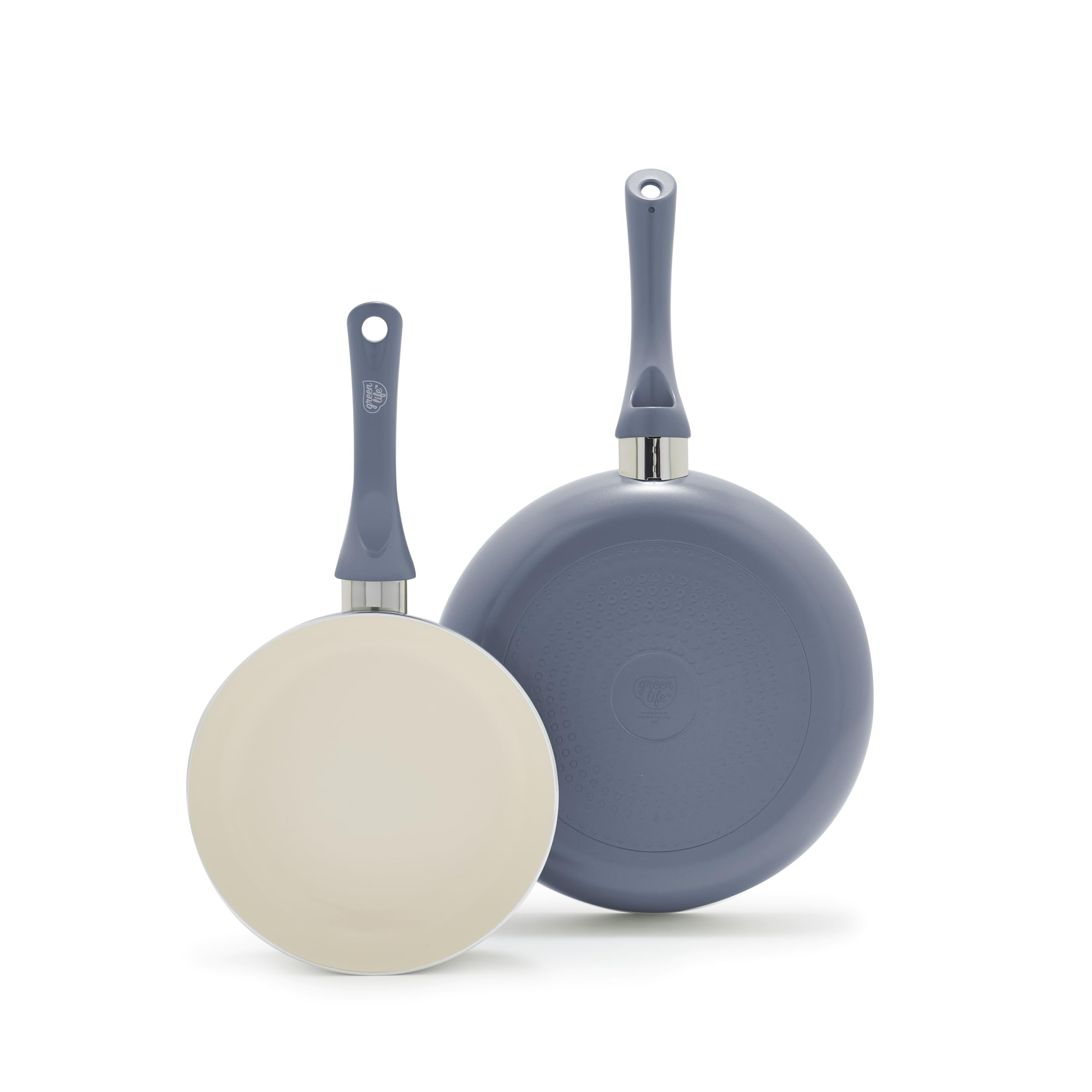 GreenLife 2 Piece (8 & 10) Ceramic Nonstick Skillet Set, Slate Blue